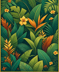 Lush Tropical Foliage Floral Pattern Rug