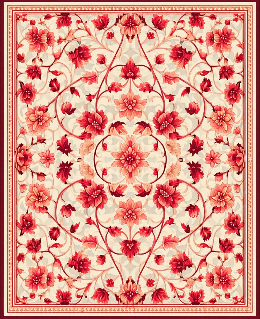 Crimson Garden Floral Medallion Rug
