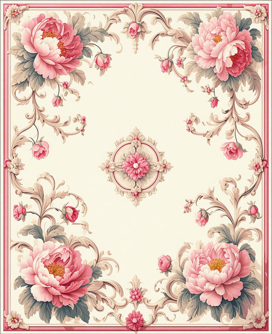 Shabby Chic Floral Vine Pattern Rug