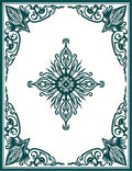 Deep Teal Ornate Medallion Border Rug