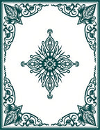 Deep Teal Ornate Medallion Border Rug