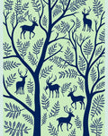 Deer and Foliage Forest Pattern Rug