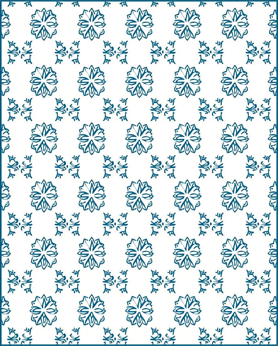 Deep Teal Floral Geometric Repeat Rug
