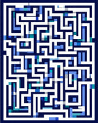 Challenging Blue Maze Pattern Rug