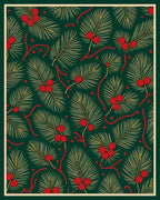 Festive Green Pine Berry Sprigs Rug