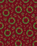 Festive green wreath red berry foliage Rug