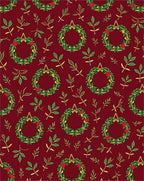 Festive green wreath red berry foliage Rug
