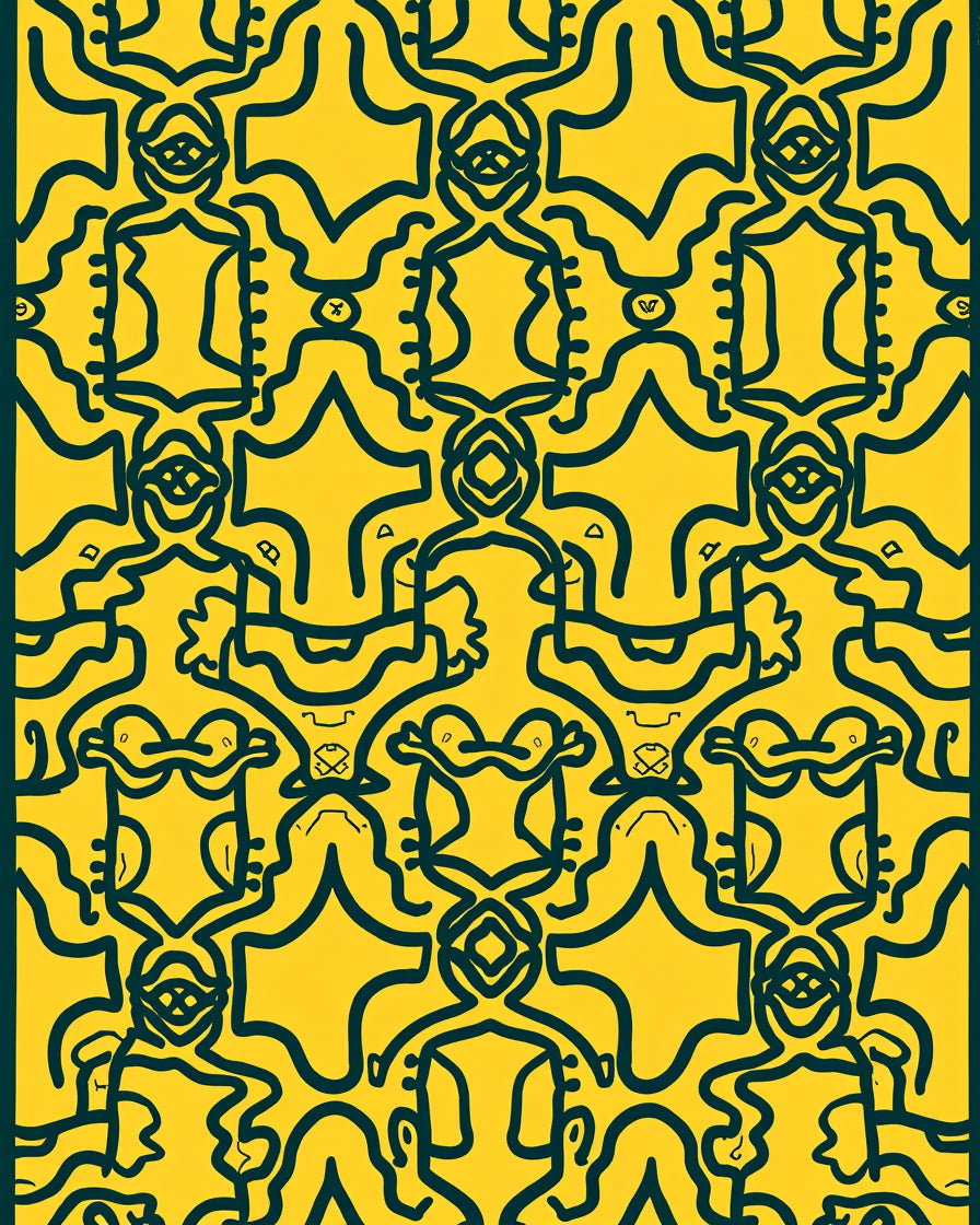 Abstract Figures Yellow Design Rug
