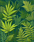 Lush Green Fern Frond Pattern Rug