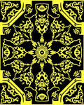 Bold Yellow Floral Symmetry Design Rug
