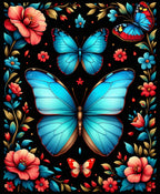 Vibrant Butterfly Floral Garden Design Rug