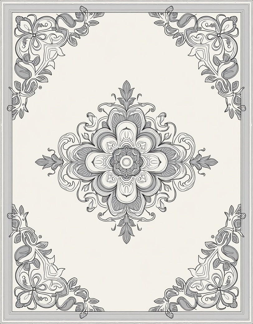 Ornate Floral Mandala Pattern Rug