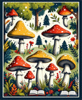 Whimsical Mushroom Forest Pattern Rug
