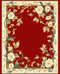 Elegant Floral Vine Motif Red Design Rug