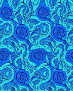 Blue Swirl Floral Abstract Design Rug