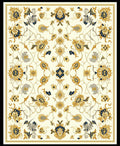 Classic Blue Gold Floral Pattern Rug