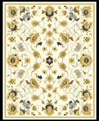 Classic Blue Gold Floral Pattern Rug