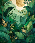 Lush Tropical Greenery Gold Leaf Print Rug