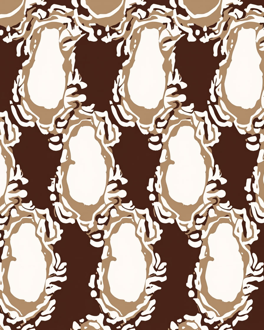 Ornate Brown Cream Abstract Pattern Rug