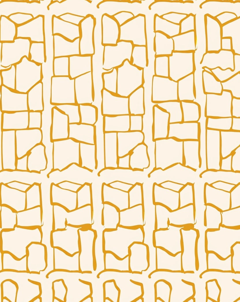 Golden Ochre Rough Stone Motif Rug