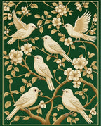 Avian Floral Vine Pattern Rug