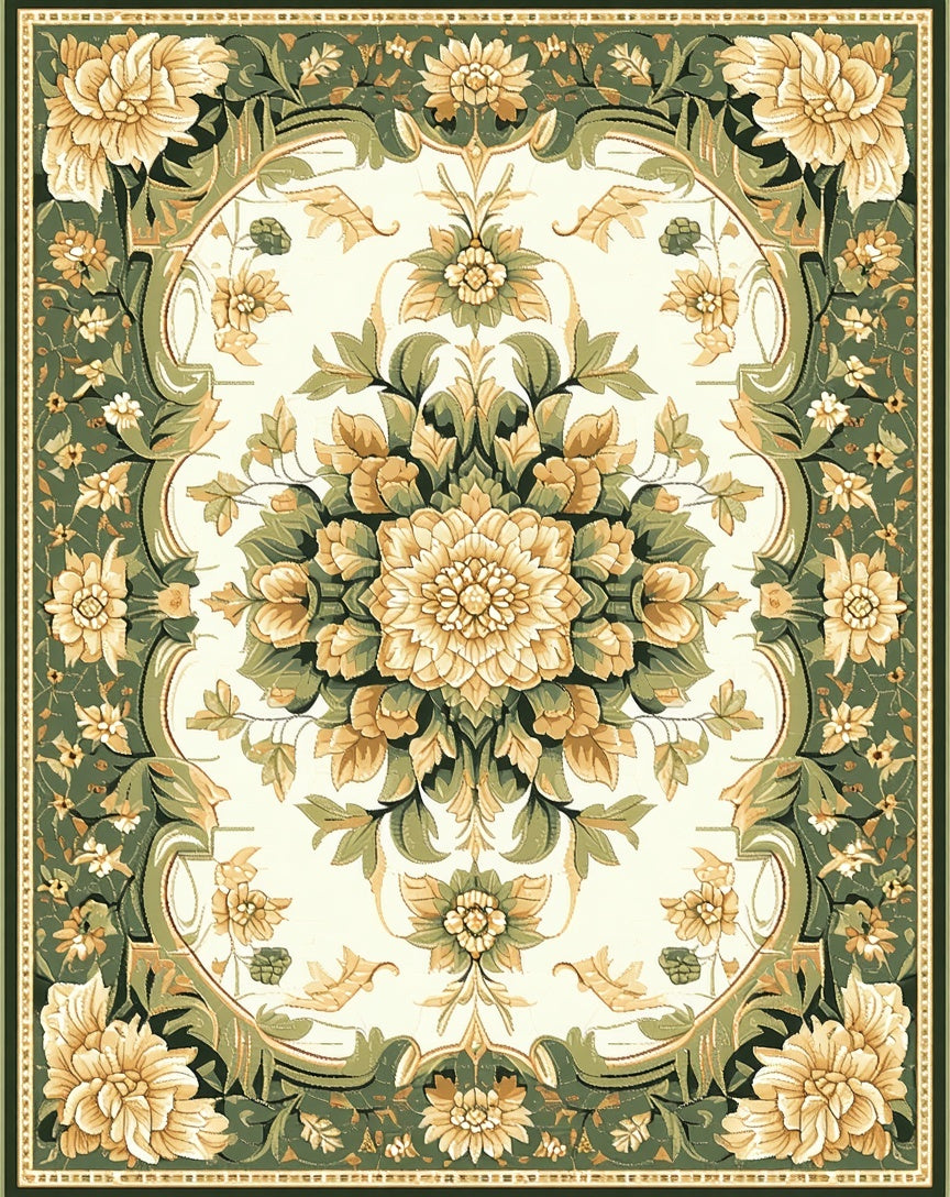 Grand Floral Medallion Border Rug