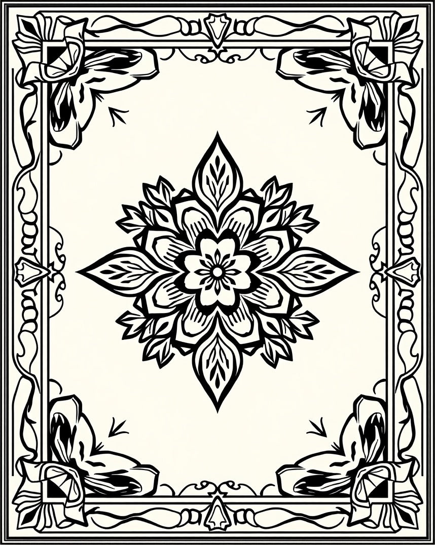 Ornate Floral Medallion Pattern Rug