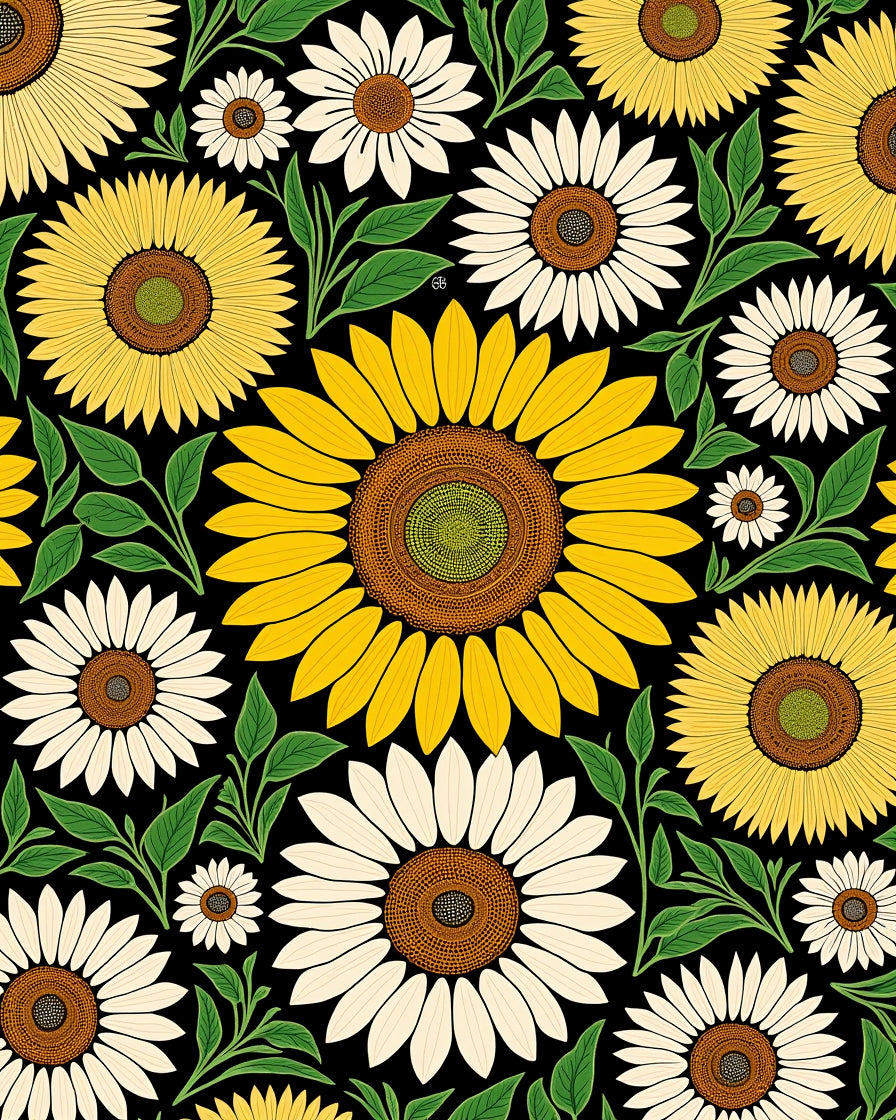 Bold Sunflower Blooming Garden Design Rug