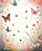 Whimsical Butterflies and Bees Meadow Design Rug