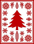 Red Winter Forest Snowflake Collage Rug