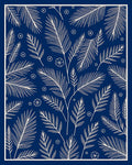 Deep Blue Feathery Leaf Medallion Rug