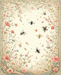 Whimsical Garden Insect Floral Pattern Rug