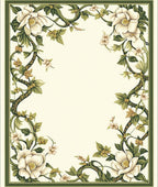 Ornate Floral Scroll Frame Design Rug