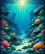 Vibrant Coral Reef Underwater Scenery Rug