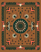 Retro Floral Animal Inspired Pattern Rug