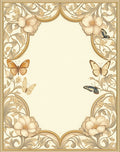 Elegant Floral Butterfly Motif Rug