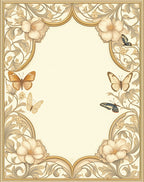 Elegant Floral Butterfly Motif Rug