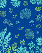 Oceanic Tropical Leaf Fish Motif Rug