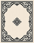 Elegant Black Scrollwork Floral Frame Rug