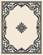 Elegant Black Scrollwork Floral Frame Rug