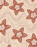 Terra Cotta Flower Wavy Pattern Rug