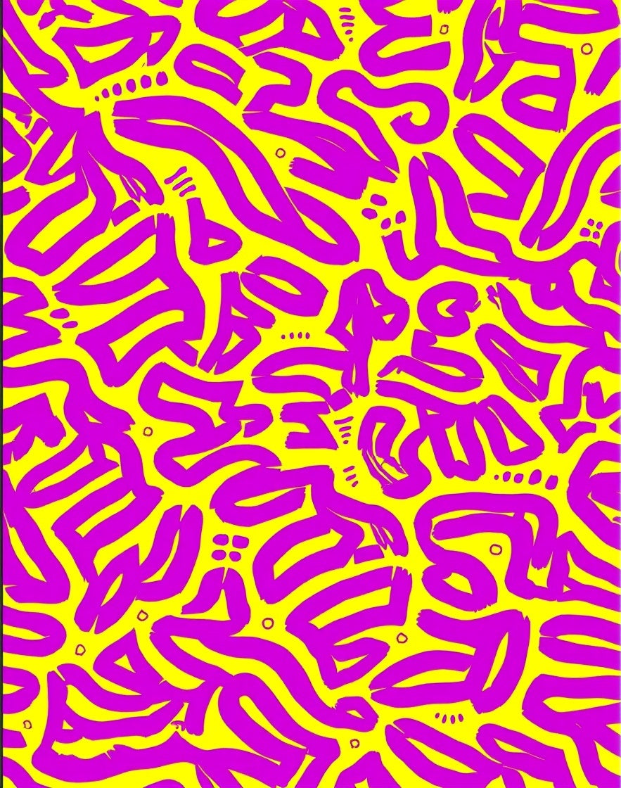 Vibrant Pink Purple Abstract Scribble Design Rug