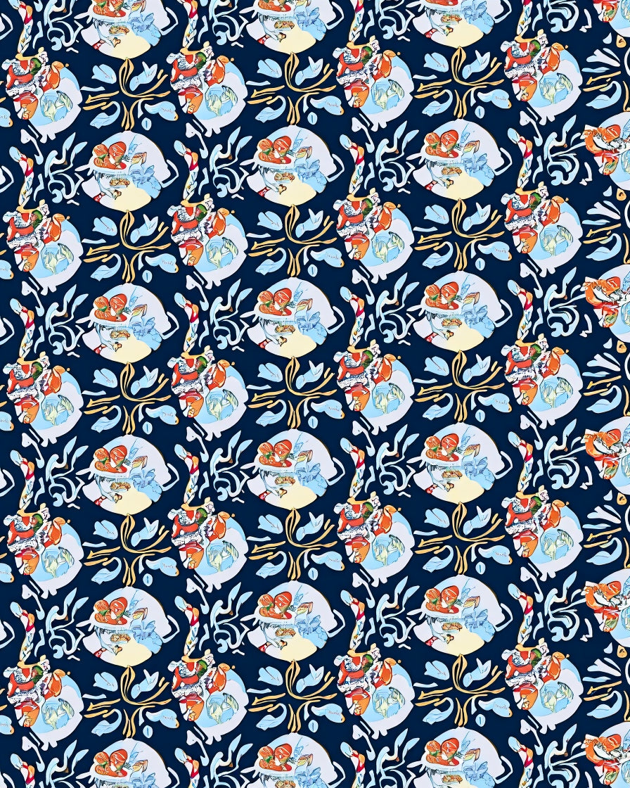 Artistic Floral Blue Design Rug