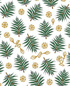 Green Leafy Branches Gold Flower Accents Rug
