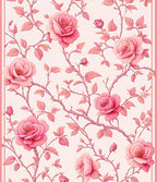 Pink Floral Vine Patterned Rug