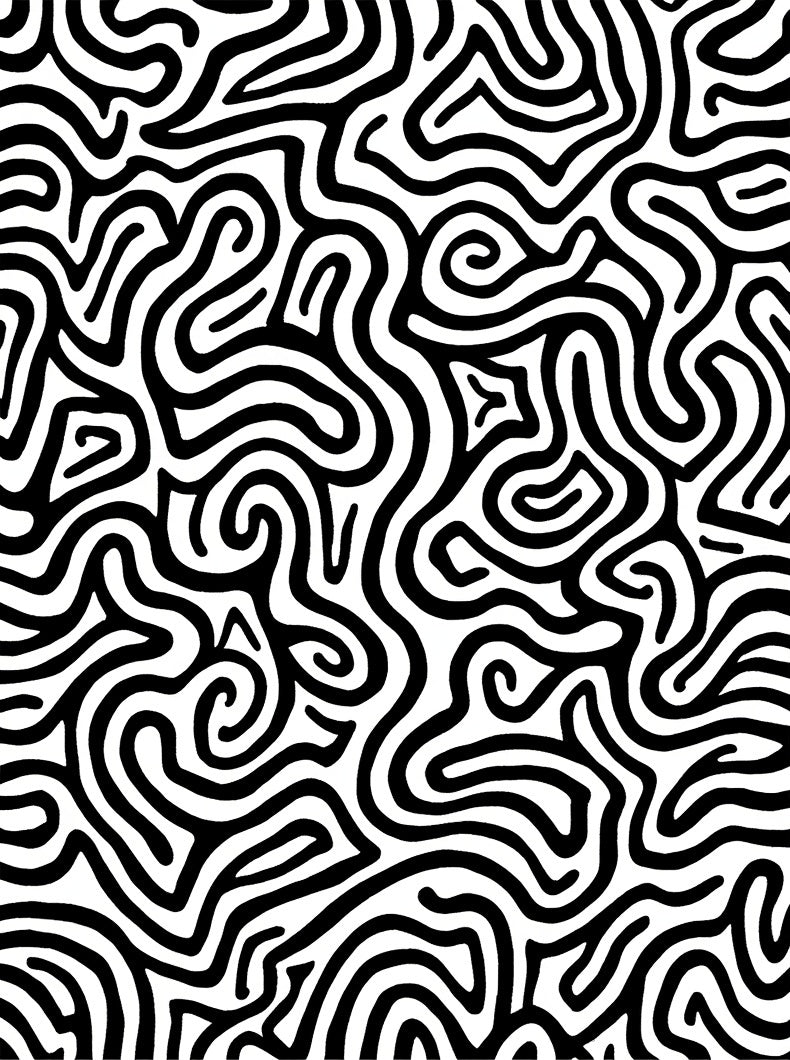 Monochromatic Abstract Labyrinth Rug