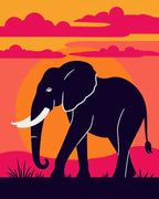 Sunset Elephant Silhouette Landscape Rug