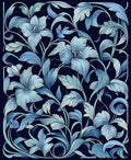 Art Nouveau Blue Floral Vine Rug