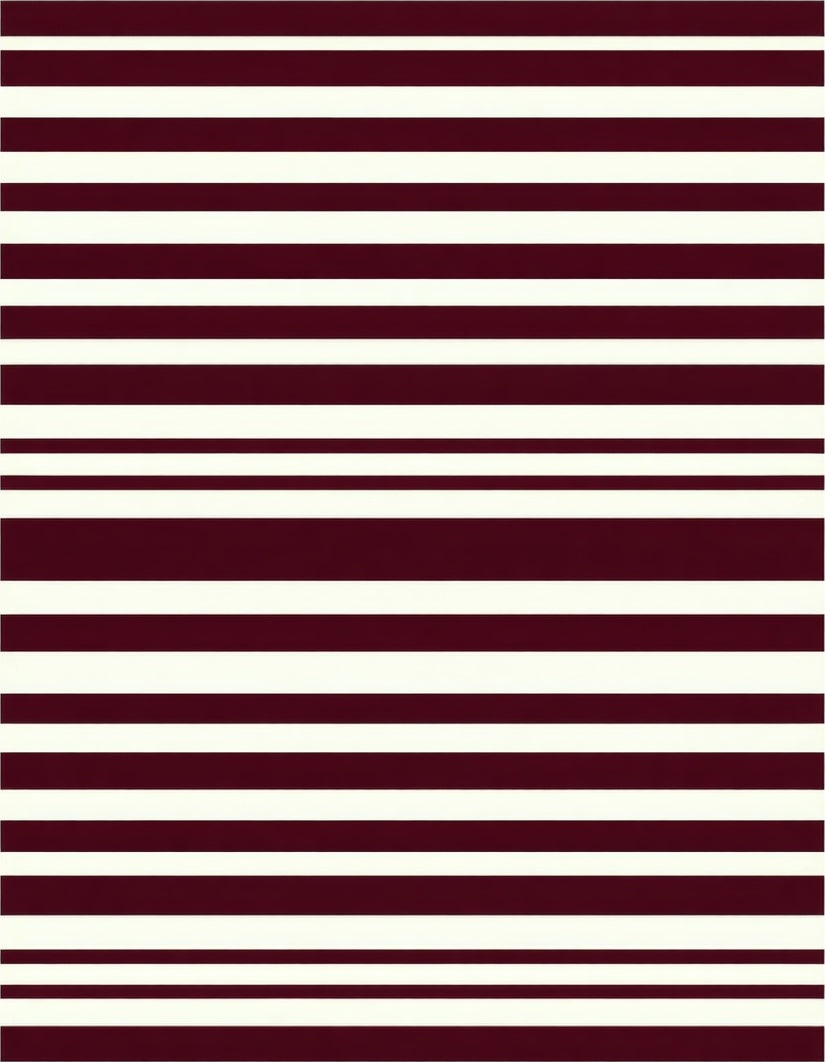 Classic Maroon Cream Stripe Design Rug