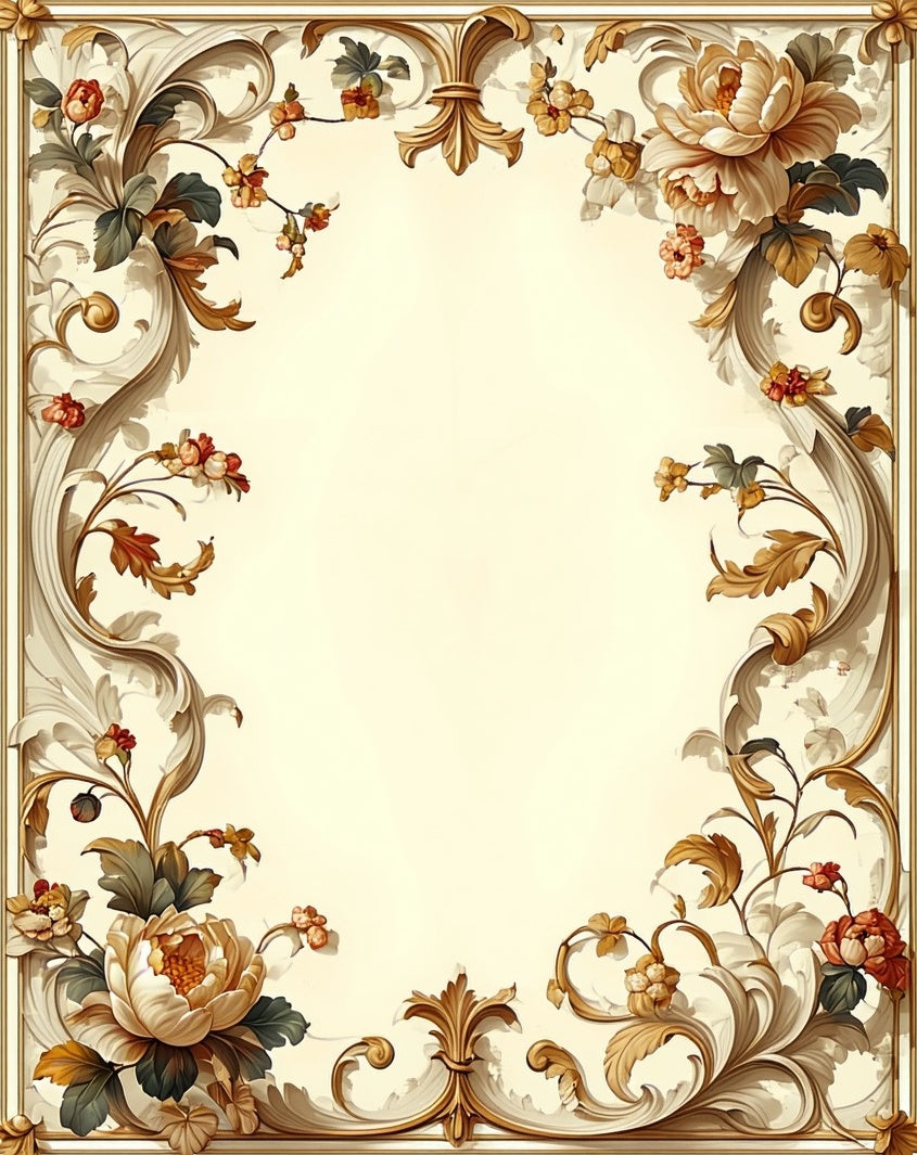 Ornate Floral Scrollwork Pattern Rug